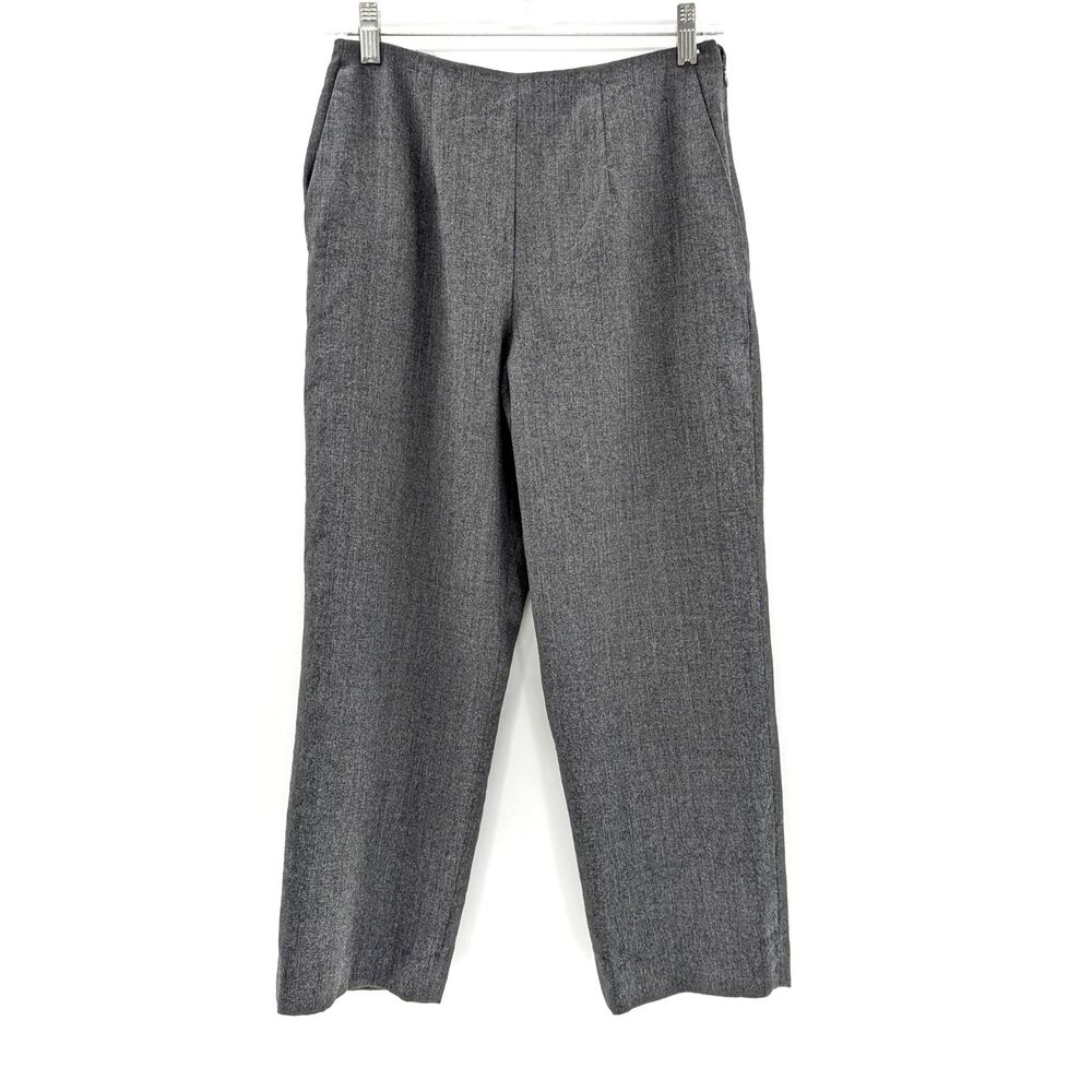 Talbots 100% Wool Gray Wide Leg Gray Trouser High-Rise Office Pants Size 27x24